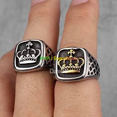   Crown Designe Noble Retro hip hop stainless steel 3D ring